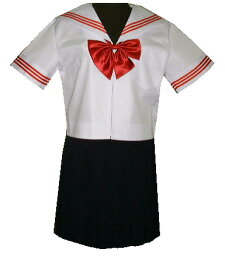 SH30衿・カフス白色、赤3本線半袖セーラー服