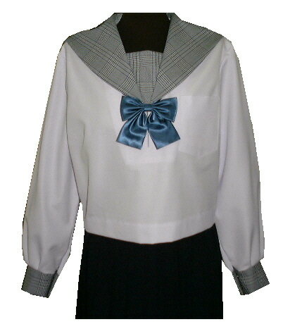SN04衿・カフス・胸当チェック柄夏長袖セーラー服 SN04衿・カフス・胸当チェック柄夏長袖セーラー服