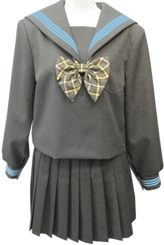 WGR22-3おしゃれなグレー冬セーラー服衿・カフス水色3本線 WGR22-3おしゃれなグレー冬セーラー服衿・カフス水色3本線