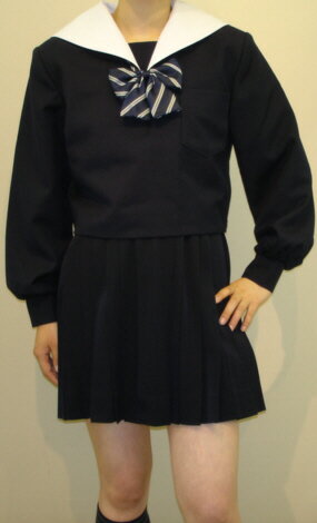 W14big白衿紺セーラー服 ビッグサイズ白衿がオシャレ!
