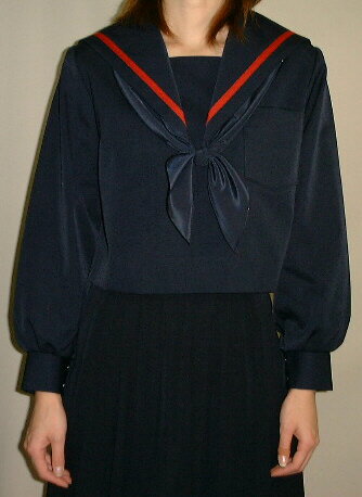 W20big紺セーラー服 ビッグサイズ衿赤1本ライン