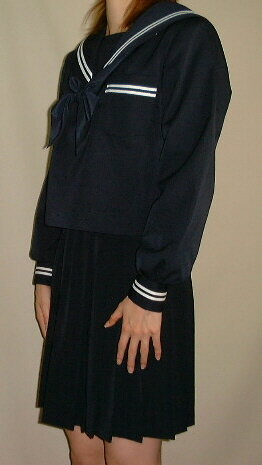 W19紺セーラー服衿・カフス・P白2本線