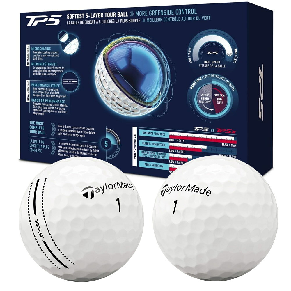 テーラーメイド TM26 TP5 パフォーマンスストライプ ボール 6球入り (2スリーブ) T...
