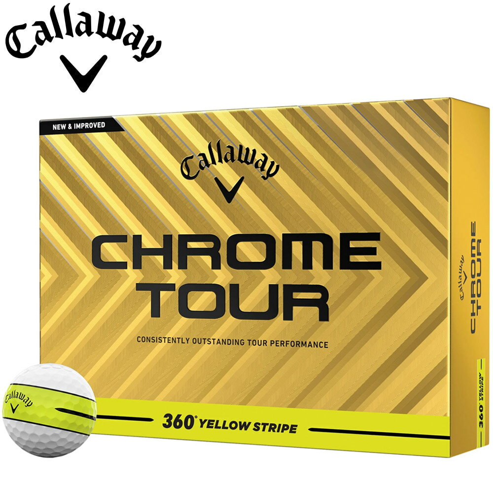 【ゆうパケットパフ配送】キャロウェイ CHROME TOUR 360° YELLOW STRIPEボール 1ダース イエロー Callaway クロムツアー ストライプ