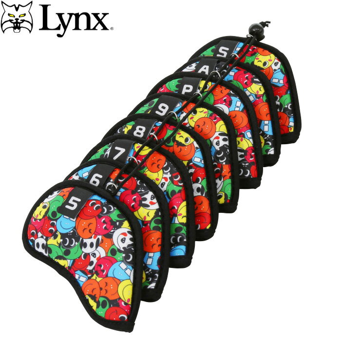 [골프 추수 감사절 엔트리로 P3배] Lynx 링크스 골프 거는 포켓군 패밀리 무늬 아이언 헤드 커버 8개 세트