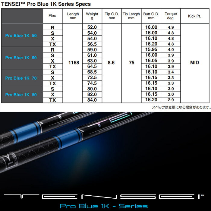 タイトリストDR用OEM対応スリーブ付シャフト 三菱ケミカル TENSEI Pro Blue 1K テンセイ プロ ブルー 1K 日本仕様 2