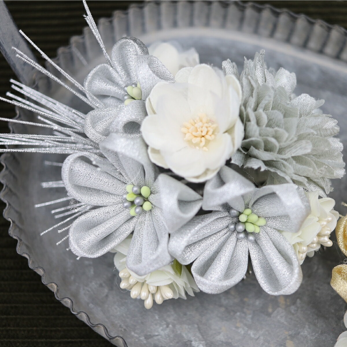 送料無料 髪飾り 浴衣 夏祭り 花火大会 結婚式 卒業式 2点セット ゴールド シルバ...