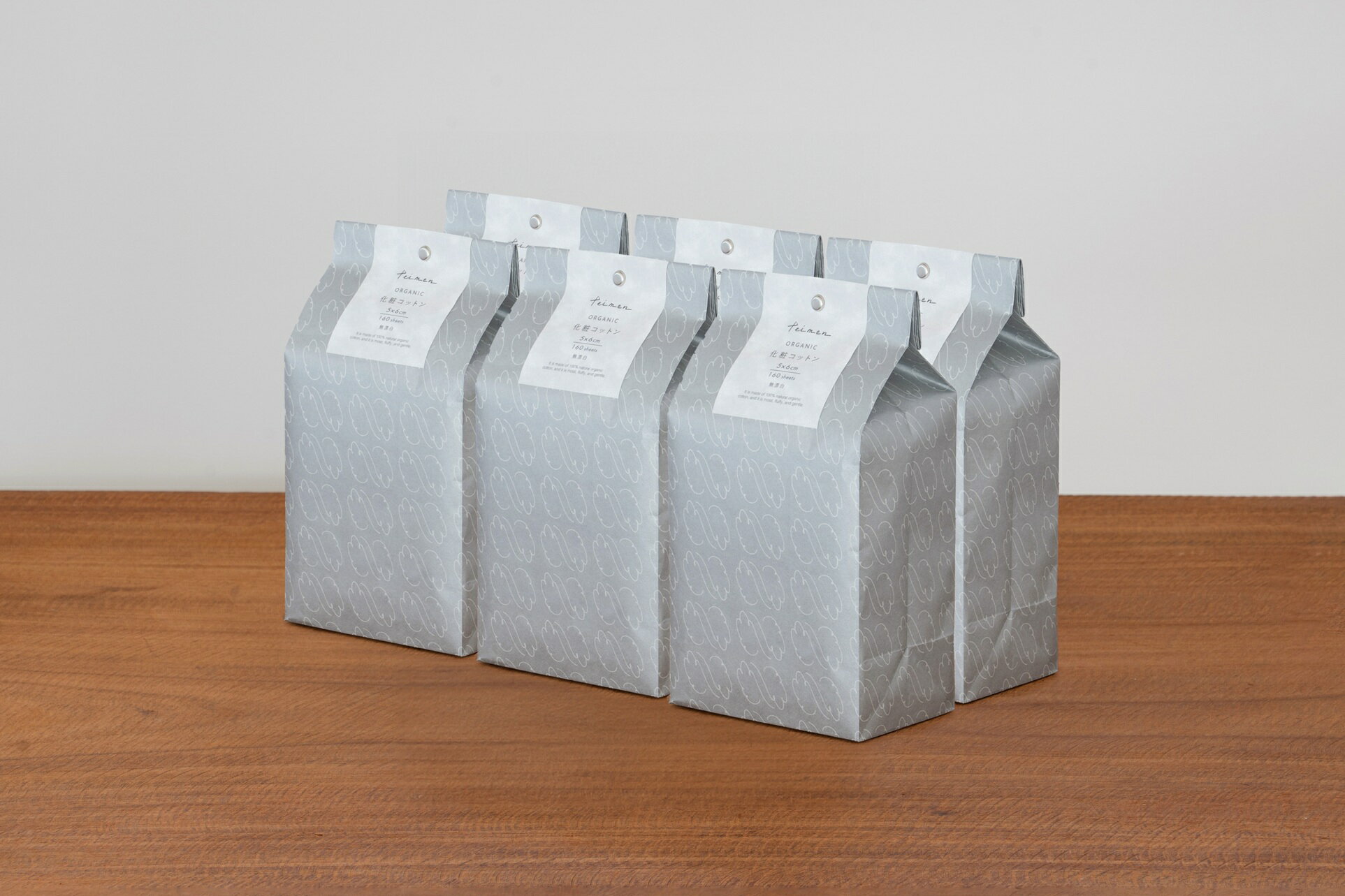 オーガニックコットン 化粧綿 5×6cm 「160枚入」6個セット 送料無料