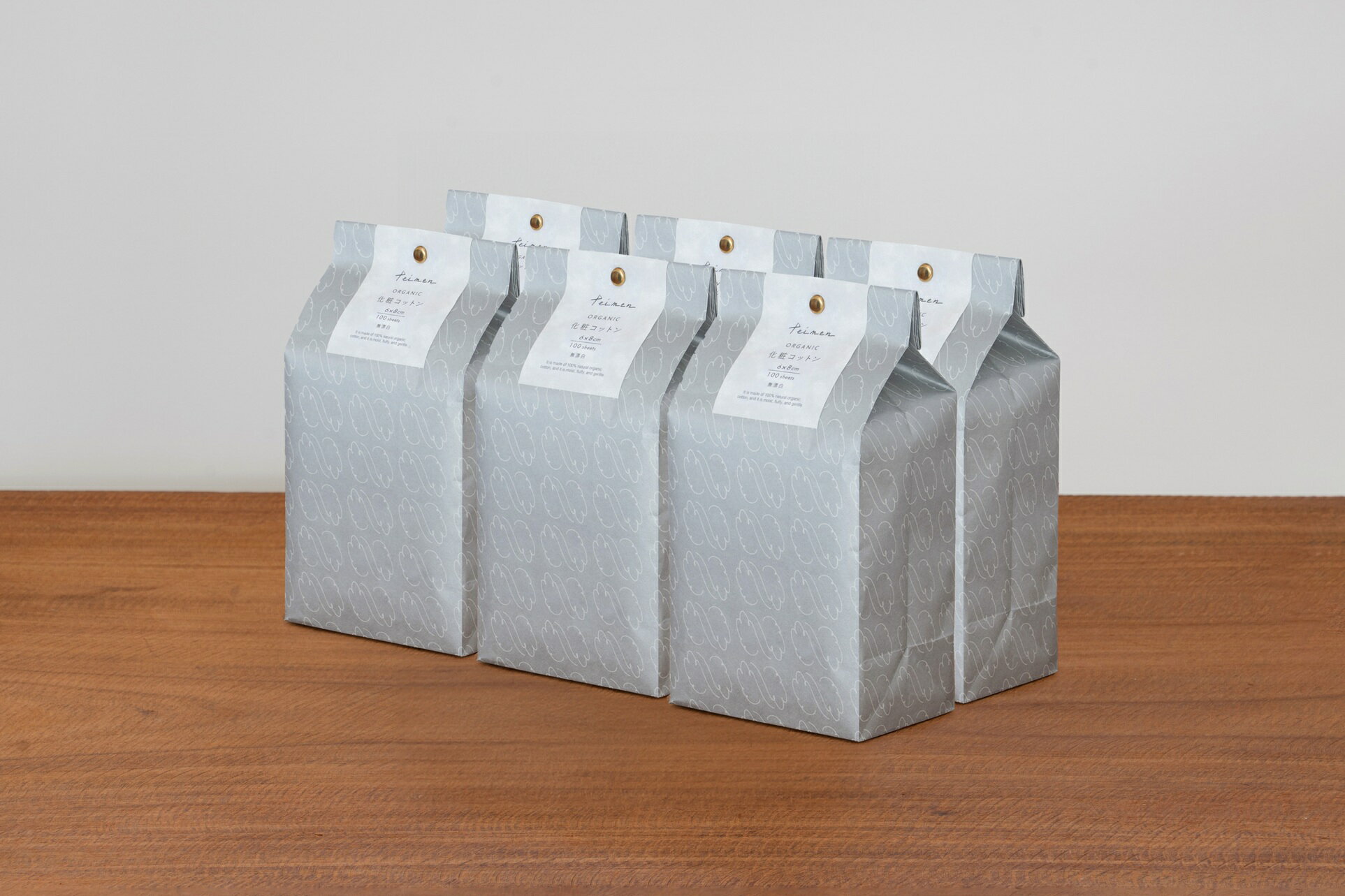 オーガニックコットン 化粧綿 6×8cm 「100枚入」6個セット 送料無料