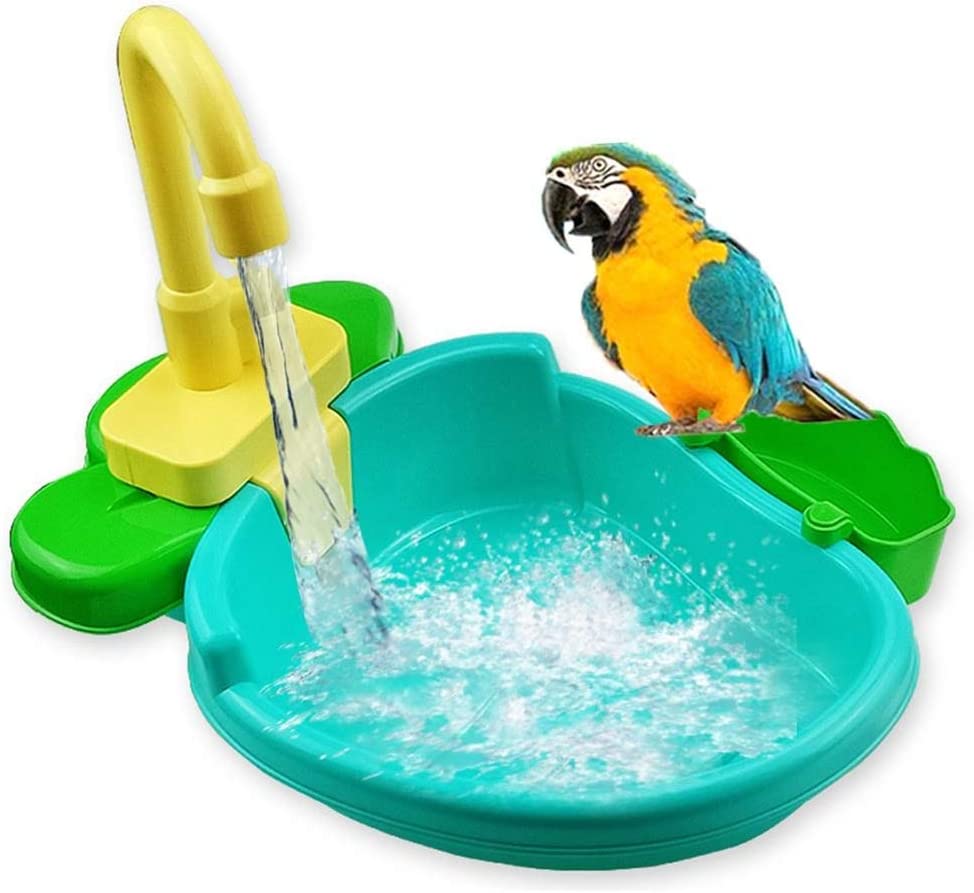 鳥用水浴び 容器 小鳥用バスタブ 水遊び お風呂 シャワー バードバス 自動水浴び インコ 水浴び ウズラ 文鳥 鳥の遊び場 蛇口付き 水循