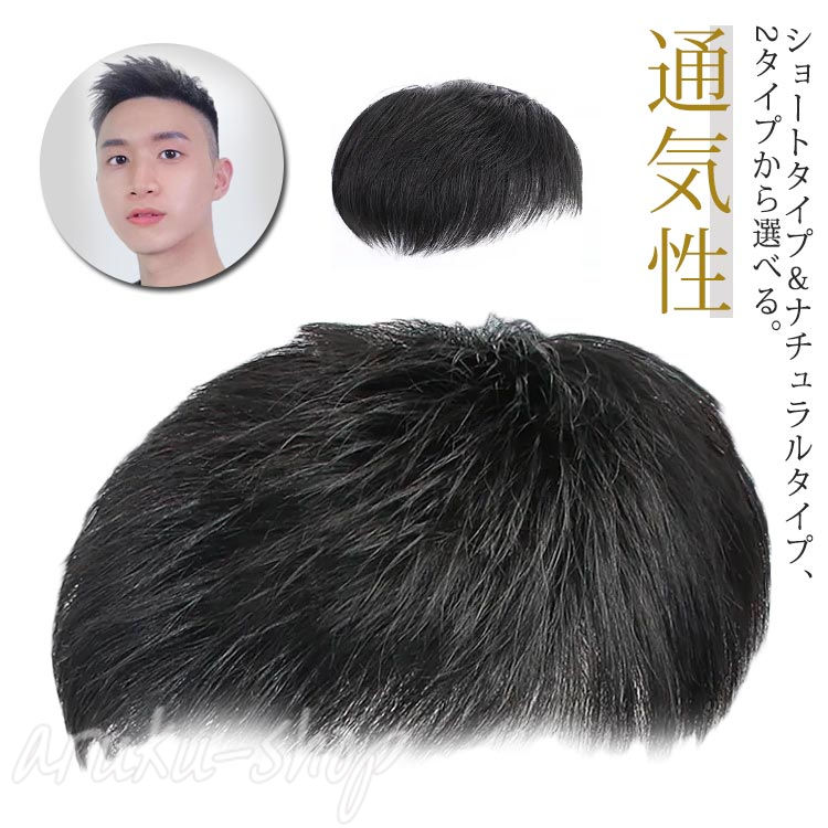 ウィッグ メンズ 人毛 トップカバー 男性用ウィッグ ショート ヘアピース メンズウィッグ 人毛 黒 短い 通気性 蒸し暑くない 手植え 白