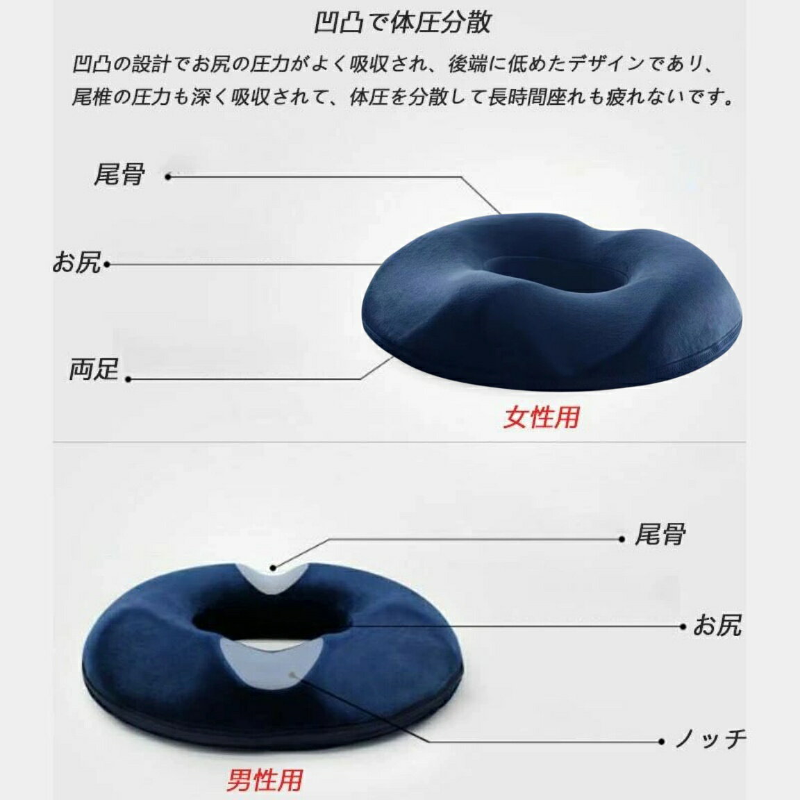 円座クッション クッション 骨盤サポート 座布団 手術後 産後 痔 腰ケア 姿勢改善 ...