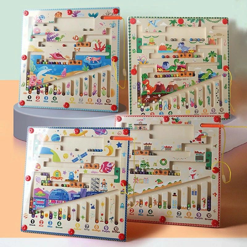 テシヨハウスの迷路ボード 磁石 知育玩具 子供 モンテッソーリ玩具 木製 おもちゃ 指先訓練 認識力 発想力 想像力 赤ちゃん 3歳 4歳 5歳 誕生日プレゼ｜アングル2