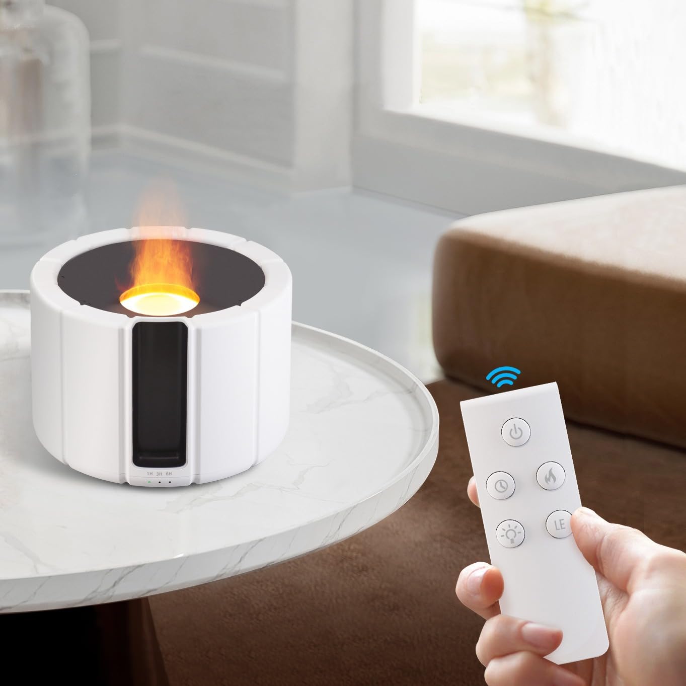 テシヨハウスの加湿器 卓上 アロマディフューザー 卓上アロマ加湿器 エッセンシャルオイルディフューザー 炎アロマディフューザー 静音 自動オフ保護機能 火炎加湿器 アロマランプ 250ml 家庭 オフィス ヨガ用 乾燥対策 雰囲気作り ブラック ホワイト プレゼント ギフト 贈り物 送料無料｜アングル3