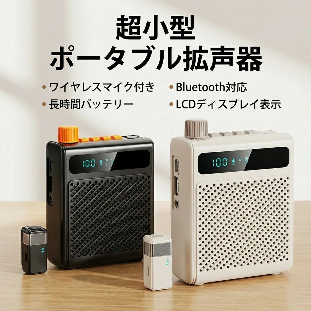 商品ポイント仕様：材質：ABS周波数応答範囲: 80Hz-18KHzSignal to Noise Ratio: ?70dbアンプの電池の種類：充電式電池（内蔵）アンプのバッテリー容量: 2000mAhアンプのサイズ: 約。 8.5 * 3.7 * 12 センチメートル/3.3 * 1.5 * 4.7 インチマイクのバッテリーの種類: 充電式バッテリー (内蔵)マイクバッテリー容量: 80mAhマイクサイズ: 約。 1.7 * 2 * 3.8 センチメートル/0.7 * 0.8 * 1.5 インチパッケージリスト:1 *音声アンプ1 * Microphone1 *データケーブル1 * ウエストベルト1 * 取扱説明書