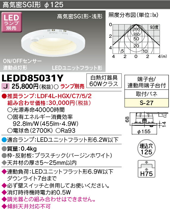 LED 照明器具LEDダウンライト LEDD85031Y【ランプ別売】