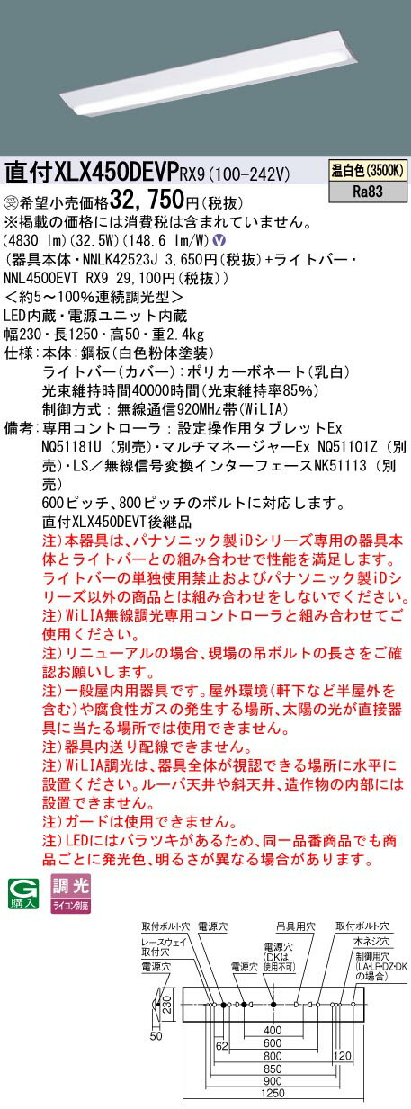  Ǽפޤ ѥʥ˥å XLX450DEVP RX9 (XLX450DEVPRX9) ηLED١饤 ȹ礻 (NNL4500EVTRX9+NNLK42523J)