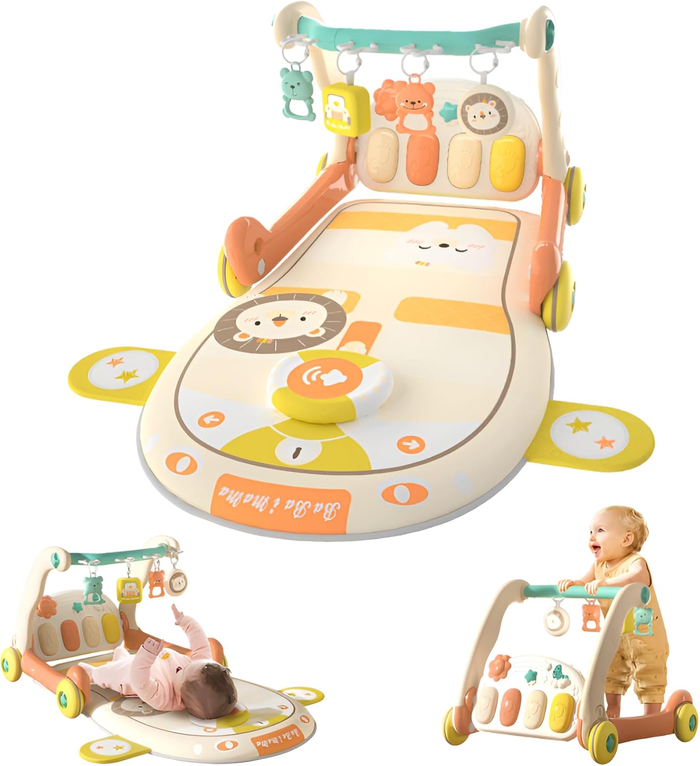 樂天商城 - ベビージム プレイジム＆ウォーカー 押し車 室内遊具 ピアノプレイジム 折りたたみ コンパクト あんよでキック 感覚が育つ 知育キューブセット 収納便利 知育おもちゃ付き 赤ちゃん ベビー おもちゃ 0歳 お昼寝 洗濯可能 感覚刺激 出産祝い プレゼント