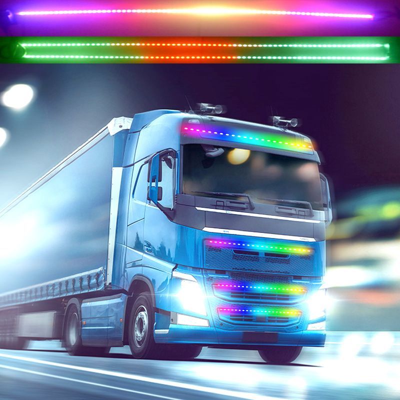 樂天商城 - 24vトラック専用流れるLEDテープライト LEDイルミネーションRGB変色ライト アクセサリーランプ1枚2.4m　防水LED車内装飾ライト トラック外装パーツ