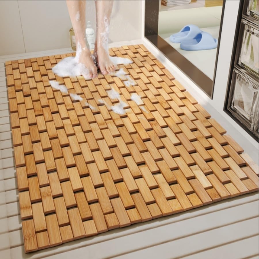 樂天商城 - シャワーマット バスマット 竹製 お風呂 すべり止めマット すのこ 滑り止めマット 抗菌 防カビ お風呂マット 折りたたみ 木製 バスルー