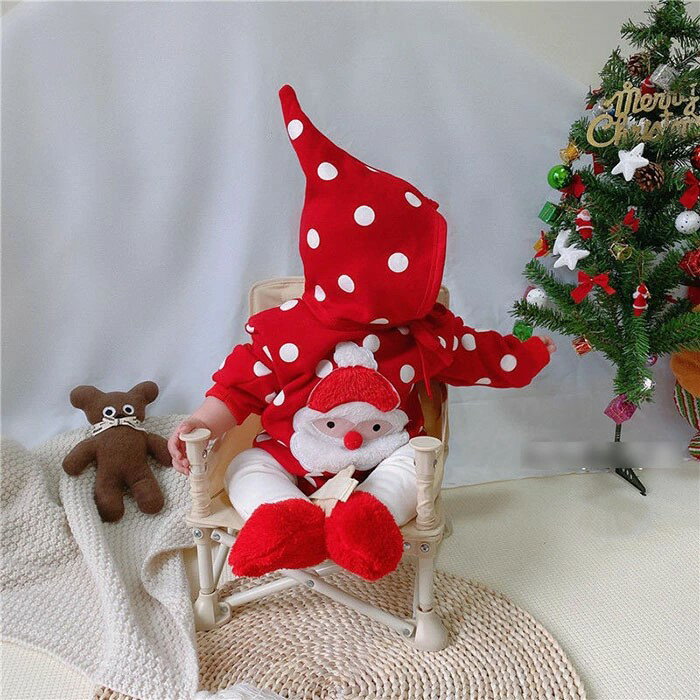【SALE限定50%OFF】赤ちゃん クリスマス 服 2点セット もこもこ コスプレ ロンパース 帽子 サンタ 着ぐるみ ベビー服 サンタロース コスチューム クリスマス 長袖 ベビー 新生児 赤ちゃん服 裏起毛 可愛い ギフト クリスマ