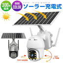 屋外用 防犯カメラ ソーラー ワイヤレス ネットワークカメラ 赤外線LED 工事不要 パンチルト wifi 300万画素 監視カメラ バッテリー充電 防犯灯 フ...