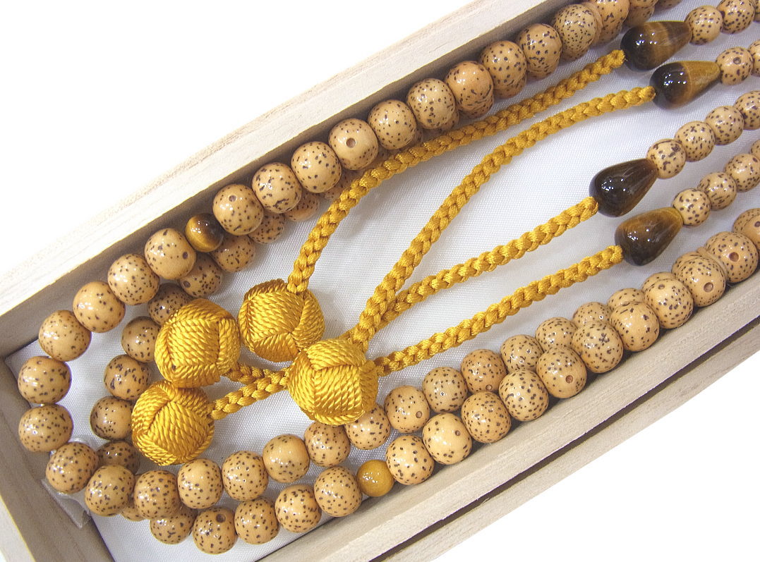 四国八十八ヶ所参り用数珠・【星月菩提樹】尺2＜虎目石仕立＞［お遍路グッズ］［お遍路用品］