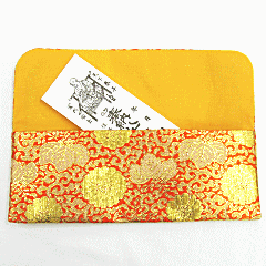 納札入れ＜金襴布地＞「牡丹唐草柄」朱色［お遍路グッズ］［お遍路用品］