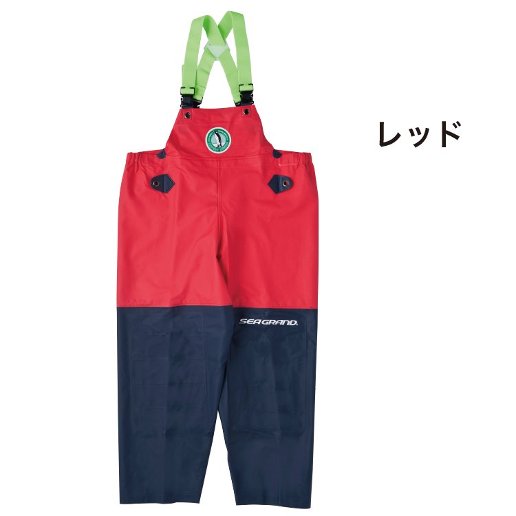 【上下別売り】弘進ゴム メンズ 日本製 シーグランドSG01胸付ズボン かっこいい 漁業合羽 水産合羽 漁師 レインズボン マリンズボン レッド