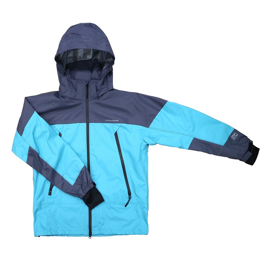 【在庫限り・特別価格】【上下セット】弘進ゴム メンズ 強力撥水 丈夫なレインウェア スーツ レインズボン 作業用合羽 ランドワークスPC ターコイズ