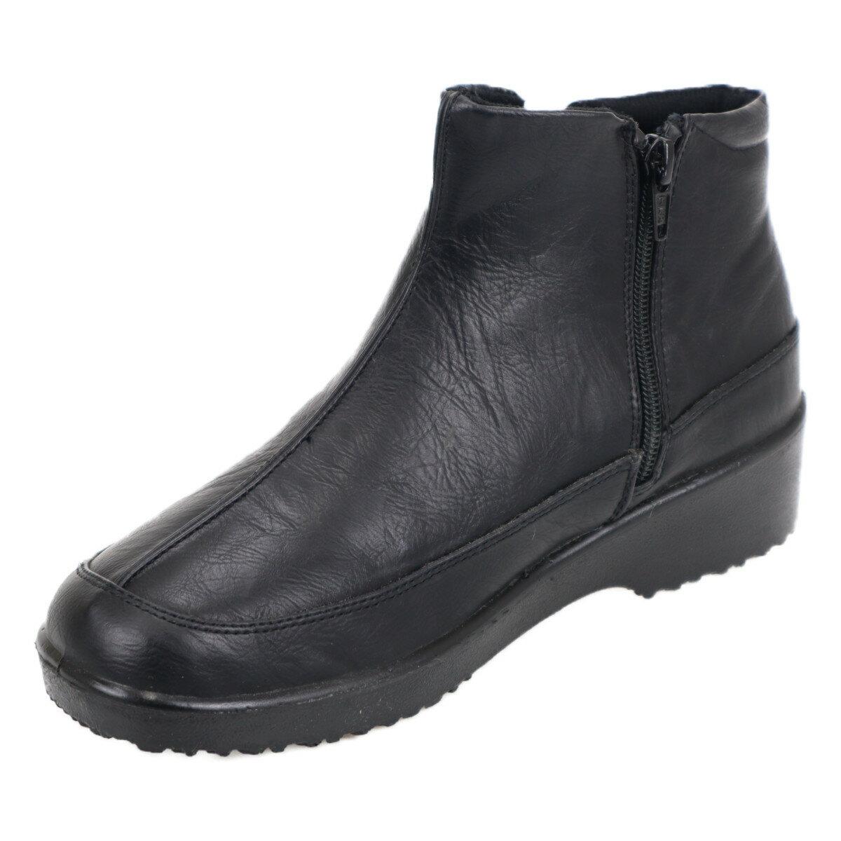 【レディース25.5cm26.0cm対応】婦人 レディース 女性用 生活防水 軽量 ゆったり 3E 内ファスナー付 ウィンターブーツ ヨシオカ 6525 ブラック(4)