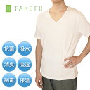 TAKEFU VネックTシャツ メンズ オフホワイト 〔M-L/L-LL〕【メール便可】