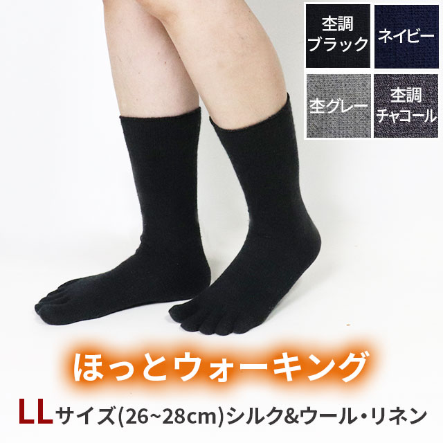 大法紡績 ほっとウォーキング 〔シルク&ウール・リネン〕 LLサイズ 〔26-28cm〕 全4色【メール便可】