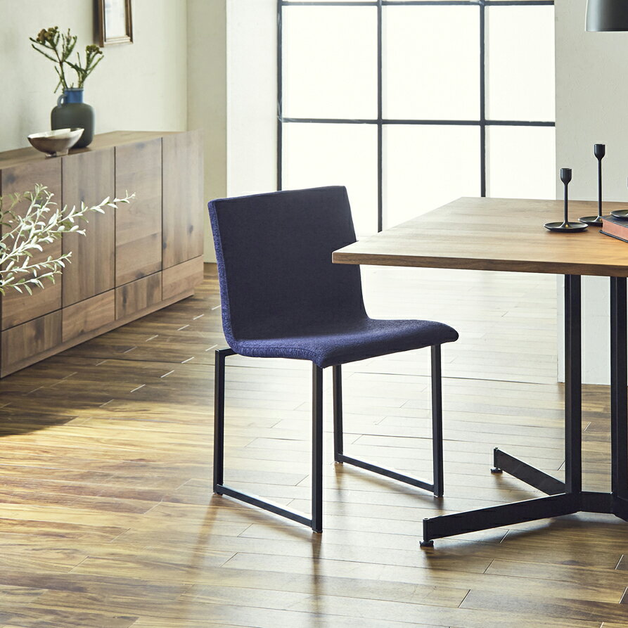 ダイニングチェア DC カラス KARASU NIPPONAIRE リビングチェア 肘なし ファブリック スチール ブルー ブラック 関家具 ニッポネア