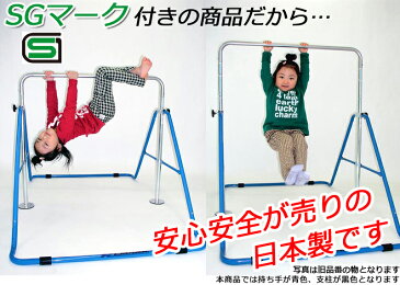 スーパー鉄棒65 子供用鉄棒屋内・室内 耐荷重65kg 家庭用 SGマーク付き FM-1544 屋外利用可 ブルー