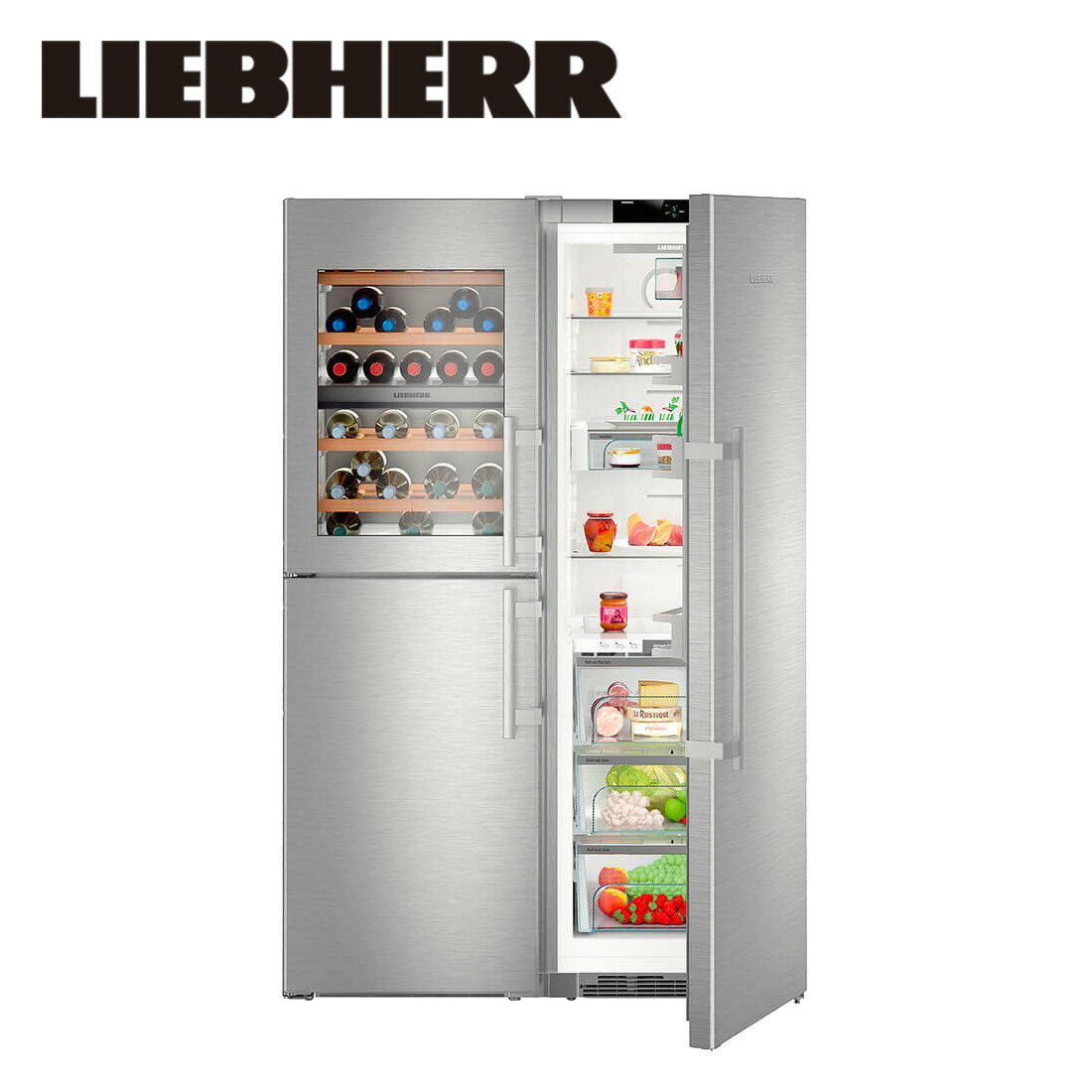 【一都三県は送料・開梱設置無料】リープヘル ワインキャビネット付き 冷蔵庫 LIEBHERR SBSes8486 PremiumPlus 740L フリースタンディング Freestanding Side-by-Side Fridge-Freezer 冷凍庫【代引不可】のサムネイル