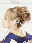 髪飾り ヘアアクセサリー コーム Uピン 2点セット Watmosphere ワトモスフィア 22W109 赤 グレー ピンク 花 つまみ細工 ラッセル 水引き カスミソウ 成人式 卒業式 前撮り 振袖 袴 浴衣