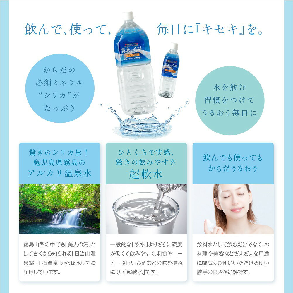 【送料無料】 シリカ水 ミネラルウォーター 温泉水 飲む 霧島の奇跡 500ml × 24本 telacoya-10000963 寺子屋本舗 楽天市場店 サンプル画像3
