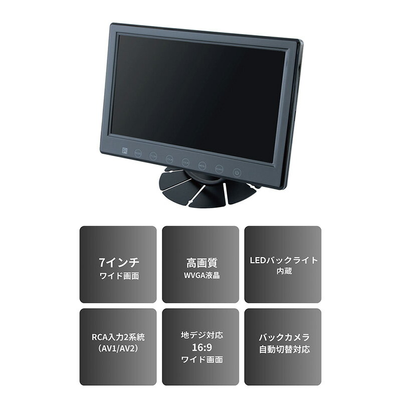[5/1限定 最大100%ポイントバック] 7インチ オンダッシュモニター バックカメラ用モニター 12V/24V共用 乗用車 トラック JET INOUE 592912