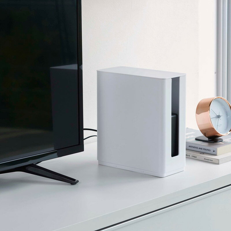 smart スマート 重ねられるスリム蓋付きルーター収納ケース ホワイト 4913 ボックス スタッキング コンパクト スリム 省スペース おしゃれ YAMAZAKI (山崎実業) 04913-5R2★