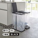 tower タワー スリム蓋付き分別ゴミ袋ホルダー 45L 2個組 ブラック 6185 YAMAZAKI 山崎実業 06185-5R2☆(3)