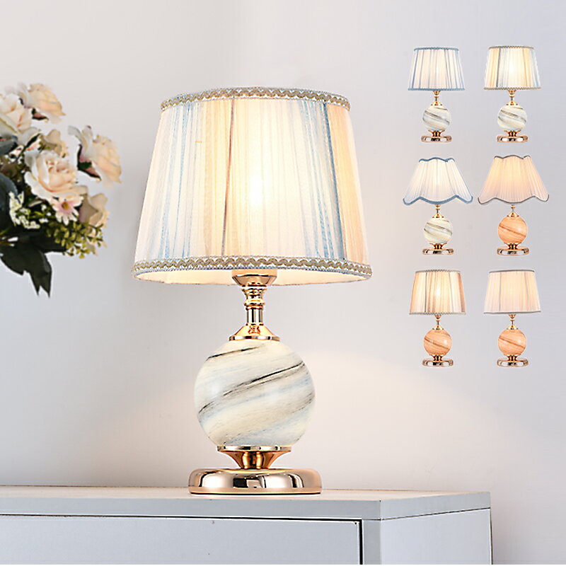 デスクライト おしゃれ 北欧 ガラス 陶器 姫系 LED電球付 卓上ライト インテリア照明 ベッドルーム 書..