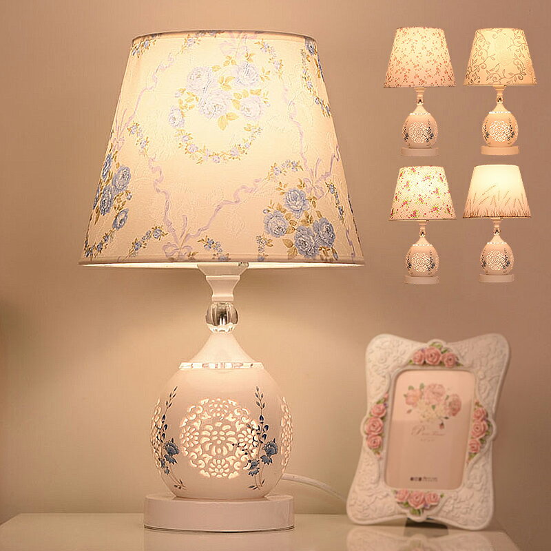 Orchid Lamps - デスクライト 北欧 おしゃれ 姫系 青いバラ 花柄笠 和風 陶器 LED 卓上ライト インテリア照明 ベッドルーム 書斎 リビング 寝室 ベッドライト レトロ テーブルランプ 卓上照明器具 コンセント式 ナイトライト AAAZM 間接照明 授乳ライト 勉強 読書用 ベッドサイドランプ