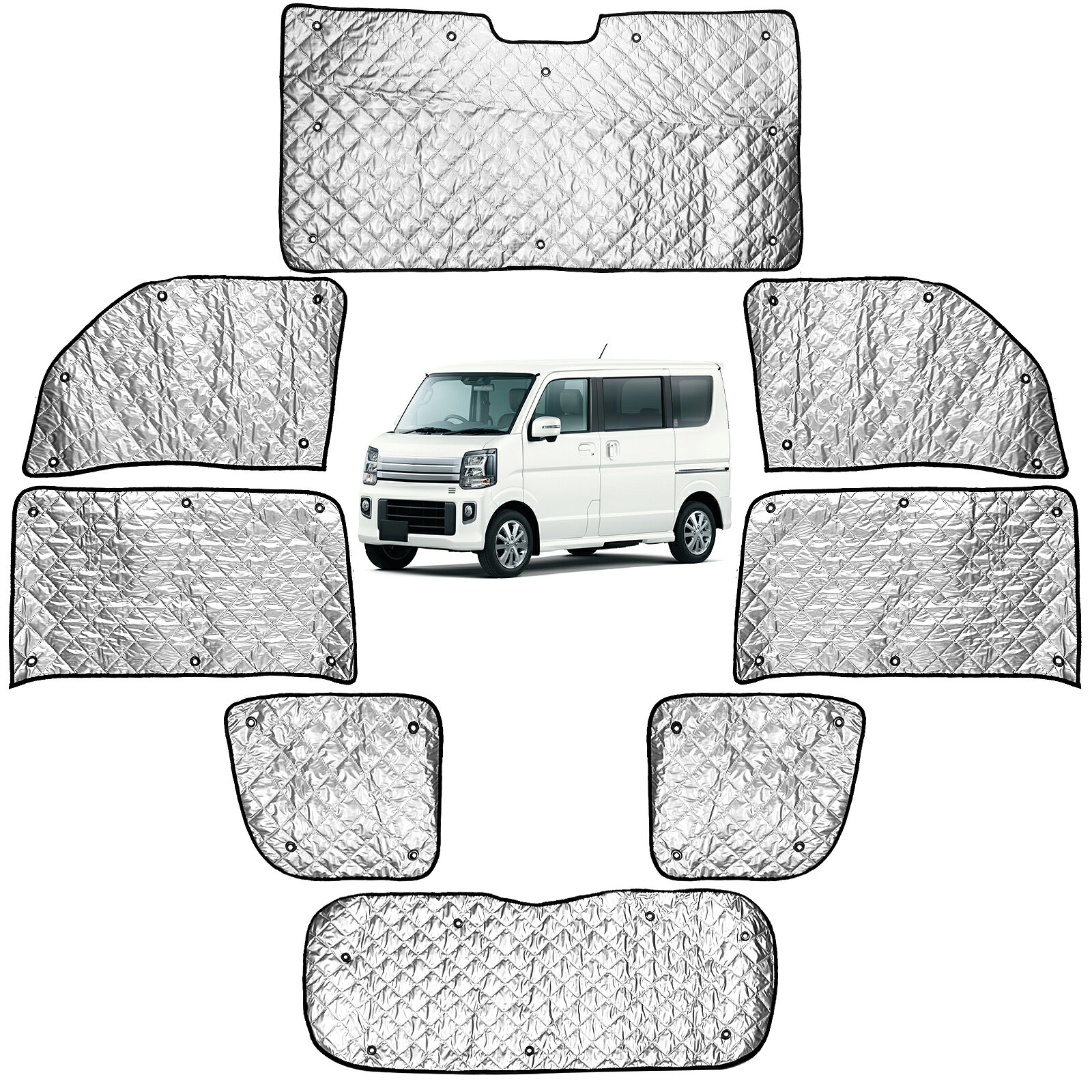 TELLIKA エブリイサンシェード DA17V サンシェード エブリィワゴン DA17W サンシェード 遮光シェード 車中泊 仮眠 マルチサンシェード 断熱 遮光 車窓日よけ 車中泊グッズ アウトドア 露天駐車 盗難防止 UVカット 日除け 吸盤付き 取付簡単