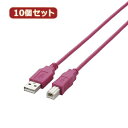 10個セット エレコム　USB2.0ケーブル U2C-BN20PNX10