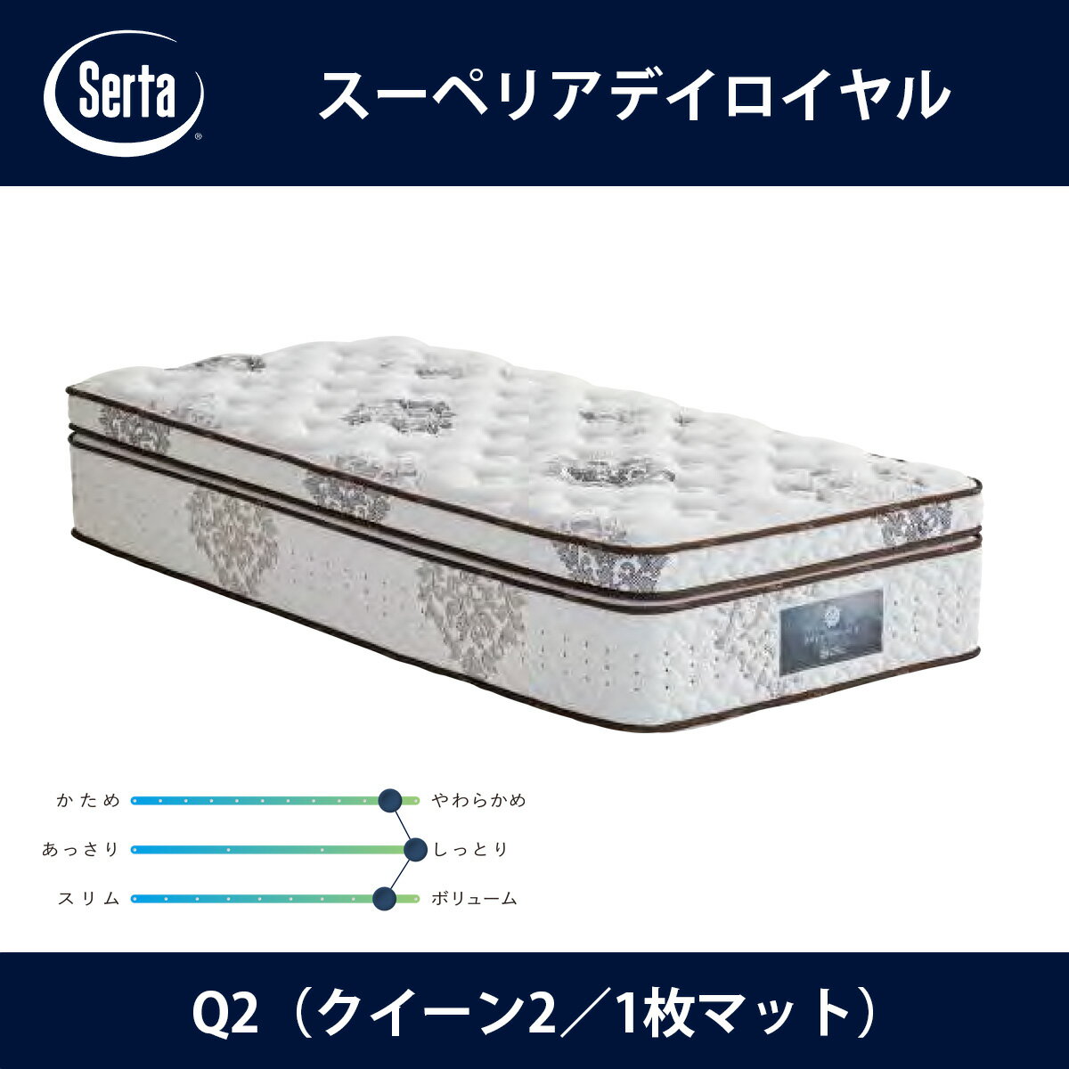 サータ Serta マットレス スーペリアデイロイヤル Q2（クイーン2）サイズ Superior day 7.7インチ円筒型 5ゾーン超高集積並行配列 Gel Memory Foam 高触感ウレタン 立体ピロ−ソフト1トップ ドリームベッド【送料無料】【代引不可】