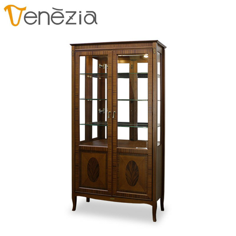 東海家具 ベネチア キュリオ95 TOKAI KAGU VENEZIA コレクションケース 背面鏡張り ガラス棚3枚 LEDダウンライト 2灯付き【開梱設置無料】【代引不可】