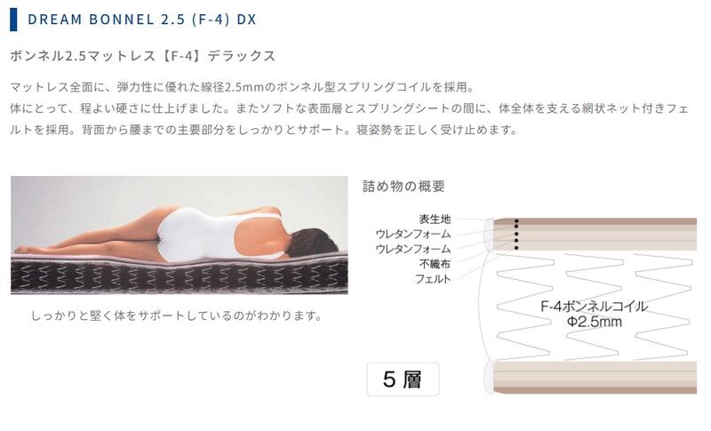 ドリームベッド ドリームボンネル F-4 DREAM BONNEL 2.5 (F-4)  Q1(クィーン1) dream bed [2]