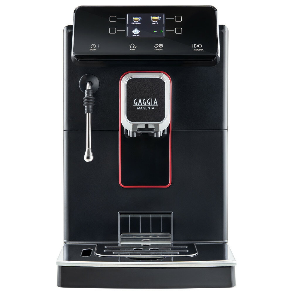 【送料】 送料無料 ※沖縄・離島は別途見積 GAGGIA ガジア 全自動コーヒーマシン MAGENTA PLUS 5種類のメニューを抽出可能 ステンレス製スチームノズルを搭載 現代的でダイナミックなコンパクトデザイン マシンの特徴 本格エスプレッソにお湯を加えた アメリカーノが楽しめます 分かりやすいコントロールパネルで 抜群の操作性とドリンクメニュー毎に 細かな設定が可能 デミタスカップに最適な高さに トレイをセットできます ステンレス製のスチームノズル 横幅224ミリのコンパクトサイズ 分かりやすい操作性と簡単なメンテナンス 抽出中に水、豆の補充が可能 ドリンクメニュー 【主な仕様】 マシン名MAGENTA PLUS(マジェンタプラス) 型番SUP051W ドリンクメニュー数5 電圧100V 消費電力1200W 電源50/60Hz 本体材料熱可塑性樹脂 本体サイズ幅224×奥行435×高さ357mm 本体重量7.6kg 梱包サイズ幅520×奥行315×高さ495mm 梱包重量9.3kg 水タンク容量1.8L コーヒー豆容器容量250g ポンプ圧力15気圧 ボイラーステンレススチール コーヒーグラインダーセラミック 1杯あたりのコーヒー豆量約7.5～10g コーヒーカス受け容量15杯 ミルクカラフェ容量－ 安全装置サーモスタット メーカー保証1年 付属品 ・粉末コーヒー用スプーン ・クリーニングブラシ ・インテンザ浄水フィルター ・ユニット用グリス ・クリーニングタブレット ・カルキ洗浄剤 生産国イタリア JANコード8720389006999 [Tag] ガジア gaggia マジェンタプラス maggentaplus SUP051W 8720389006999 全自動コーヒーマシン 全自動コーヒーマシーン エスプレッソマシン エスプレッソマシーン コーヒーメーカー 240401-17　20220823-17　0461マジェンタシリーズ一覧 &nbsp;マシン名・型番 マジェンタプラスSUP051W マジェンタミルクSUP051P マジェンタプレステージSUP051U 主な違いメニュー数5912 ミルクの出し方 容器に入れた牛乳をスチームノズルで温めて自分で注ぐ 付属のミルクグラスに入れた牛乳をチューブで吸い出して温めて抽出 付属のミルクカラフェに入れた牛乳を温めて抽出