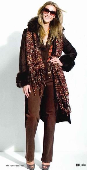 トールサイズのジーンズ Liola 46・13号・LL 股下85cm ストレッチ ストレート ブラウン イタリア製 股下80cm以上 モデルサイズ